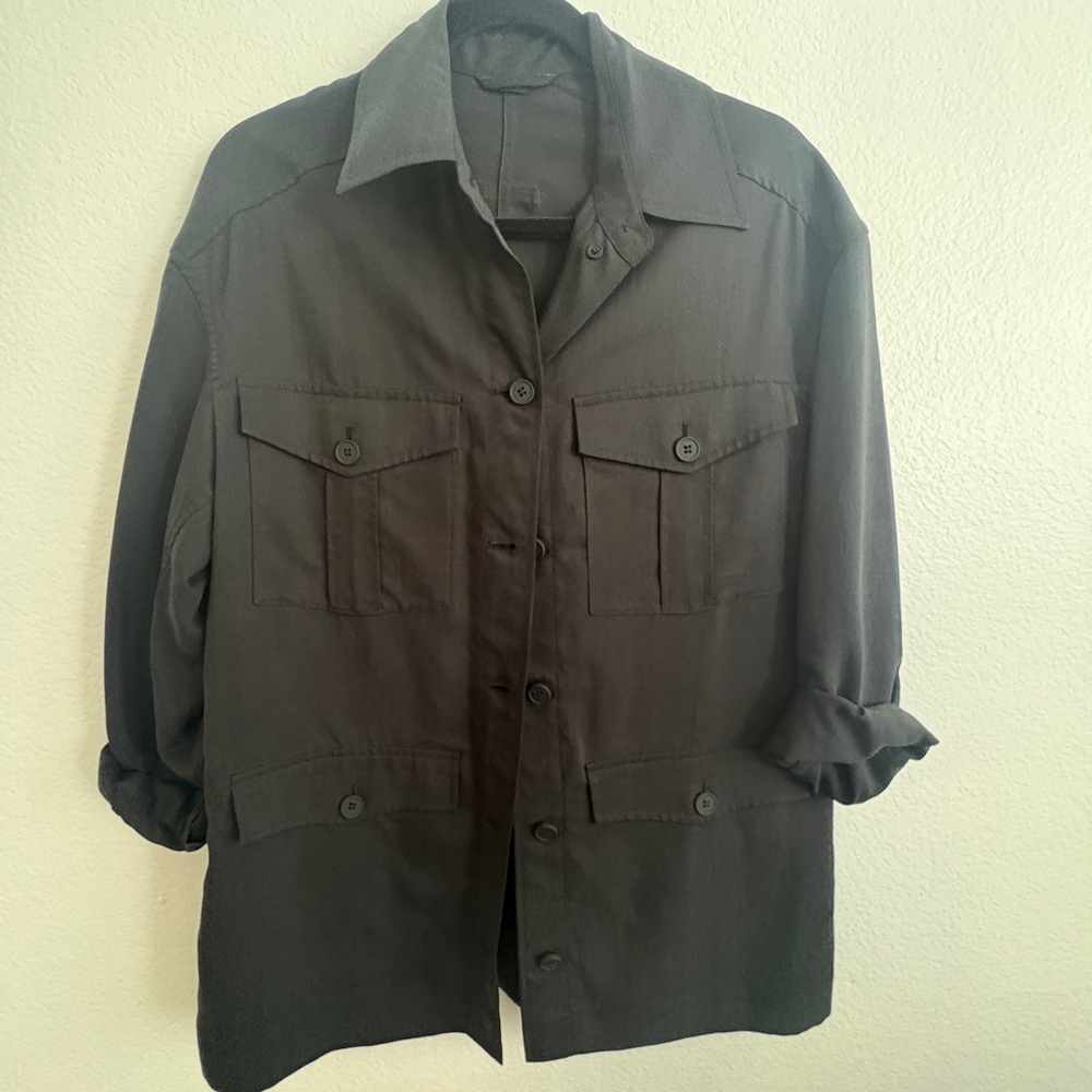 All Saints Black Military Shirt Jacket